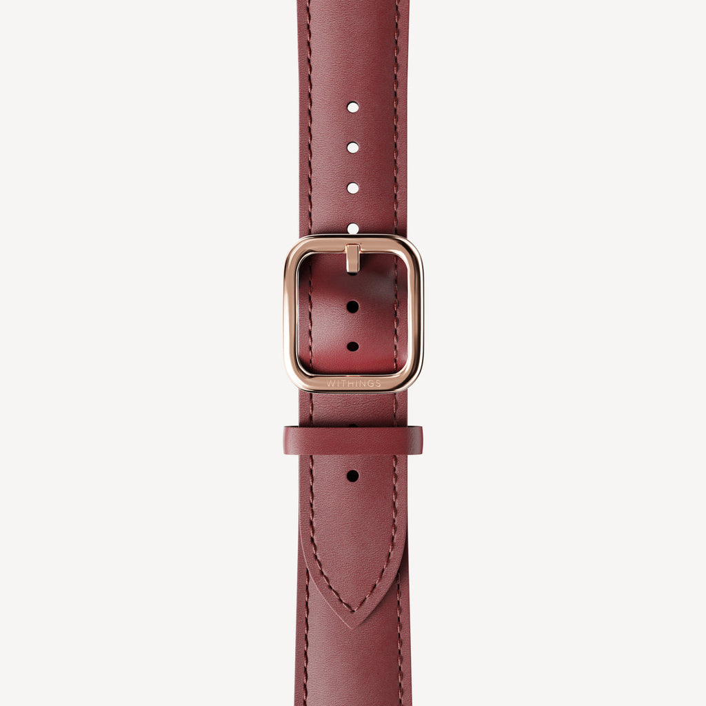 Bracelet en cuir courbé Bordeaux