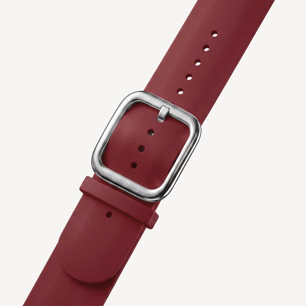 Bracelet sport premium en fluoroélastomère bordeaux