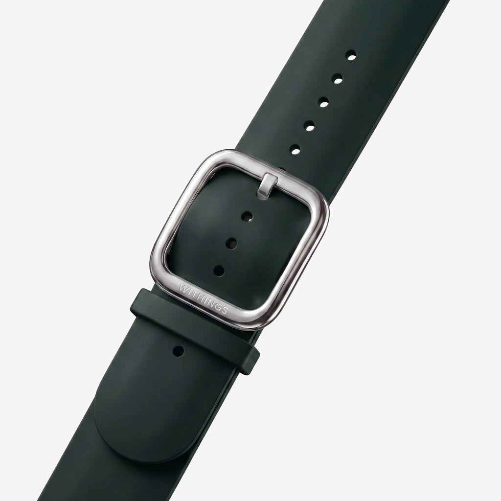 Bracelet Sport Premium Fluoroélastomère Vert & Argent