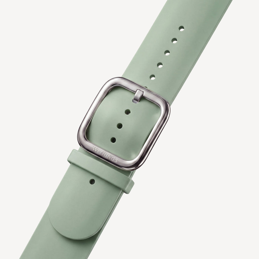 Bracelet sport premium en fluoroélastomère vert clair & argent