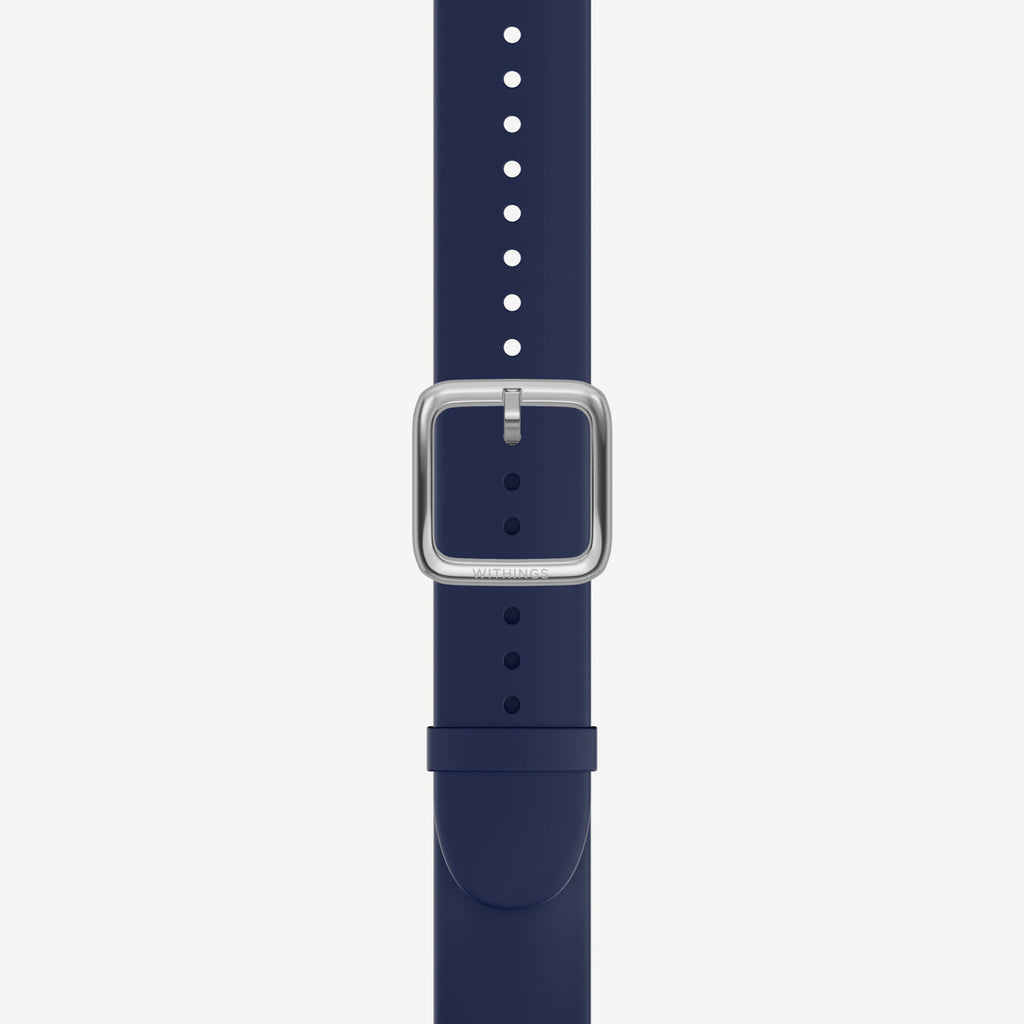 Bracelet sport premium en fluoroélastomère bleu nuit & argent